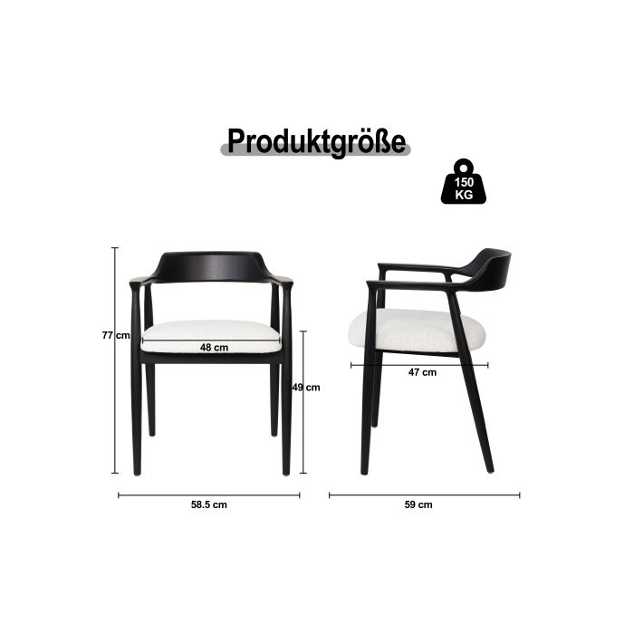 Chaise - MUVOE - Kennedy - Bois de frêne noir/blanc - Assise rembourrée - Design intemporel