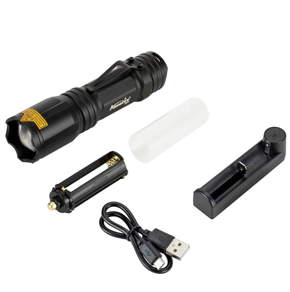 Alonefire X004 Multifunctional LED Tactical and Red with for and Outdoor Emergency Use 4-Color Flashlight, Bright, Rechargeable, Powerful, Multi-Color