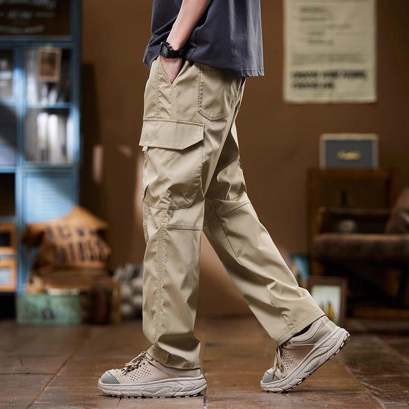 Men's Spring Casual Straight-Fit Overalls: Versatile Long Pants for Daily Wear