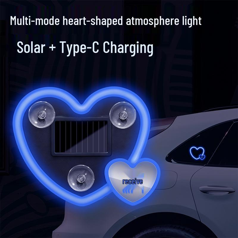 BYD Han Car Solar Heart Neon Light Wireless Decor