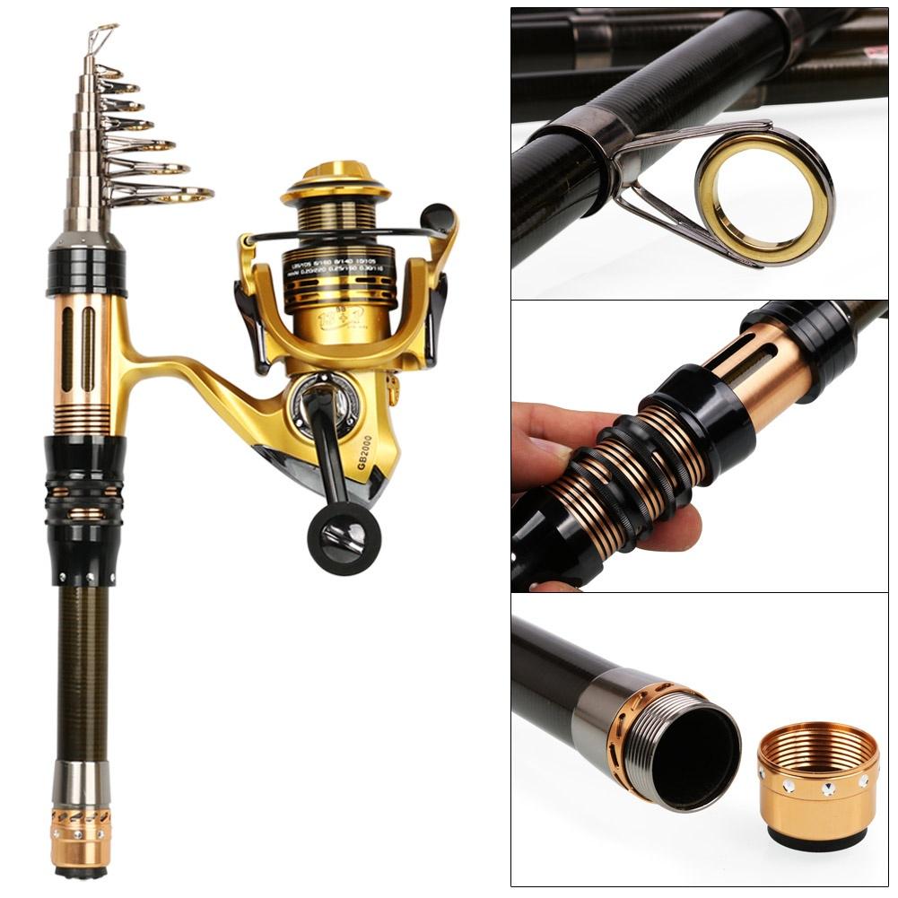Sougayilang Fishing Rod Set Mini Telescopic Carbon Fishing Rod and Spinning Fishing Reel Combos