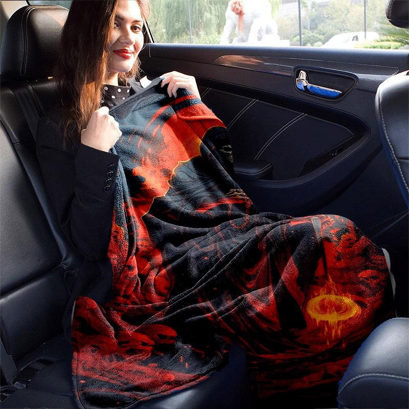 1pc Skeleton Printing Lightweight Flannel Blanket, Comfortable and Warm Blanket, for Camping Sofa Bed and Couch Office, in All Seasons