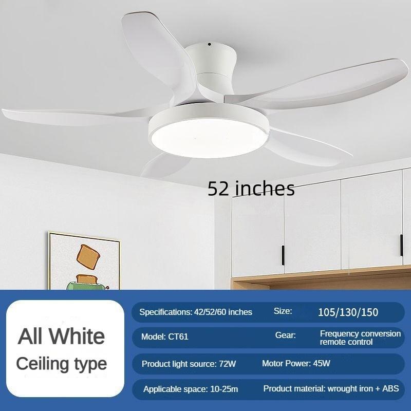 42/52/60-inch Full Spectrum Restaurant Fan Light Variable Frequency Household LED Electric Ceiling Fan Light Nordic Big Five Leaf Ceiling Fan Lamp