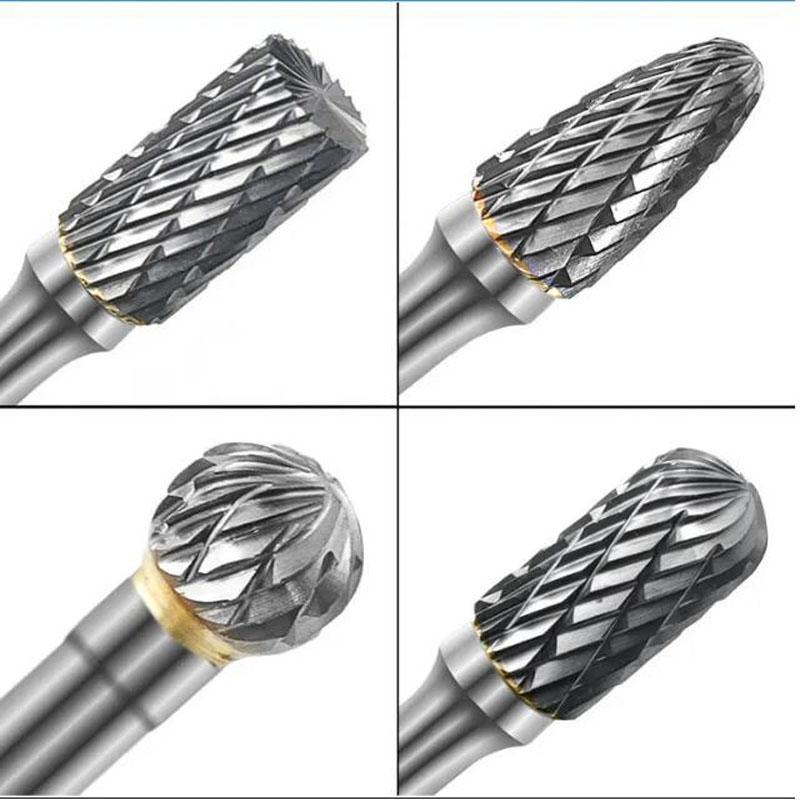 8pcs Tungsten Steel Grinding Head 6mm Carbide Mini Drill Diamond Burs Material Accessories Rotary File Metal Milling Cutter Tool