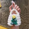 Mini Christmas Keychain Material Hand Knitting Hand-woven Yarn Bag Snowflake Pattern Cartoon Santa Coin Purse Snowflake Pattern