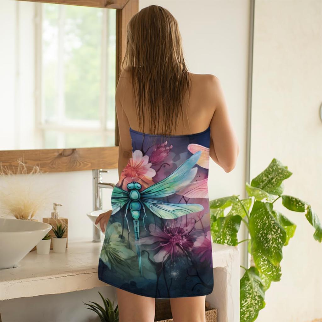 Animal Dragonfly Large Beach Towel Microfiber Beach Towels for Adults Quick Dry Pool Towel Travel Compact Bath Towel Sandproof