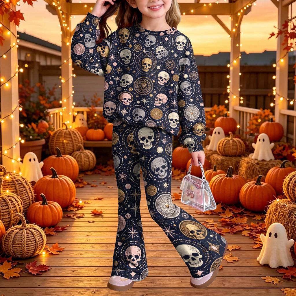 Kids Casual Long Sleeve Top and Pants Two-Piece Matching Outfit Set