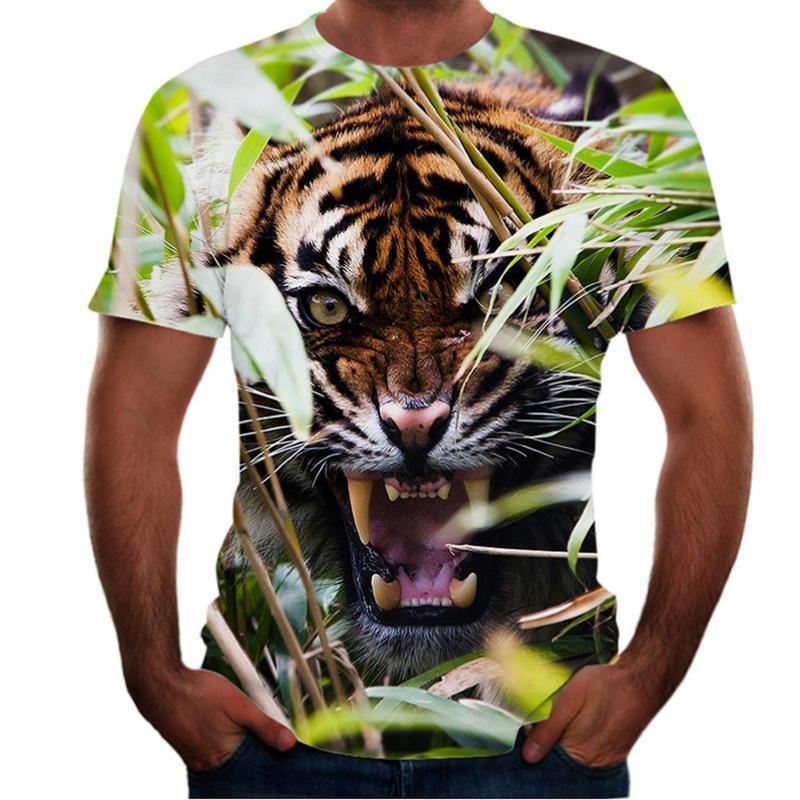 Animal Tiger 3D T-shirt Men's Lion Short Sleeved Men's Quick Drying T-shirt