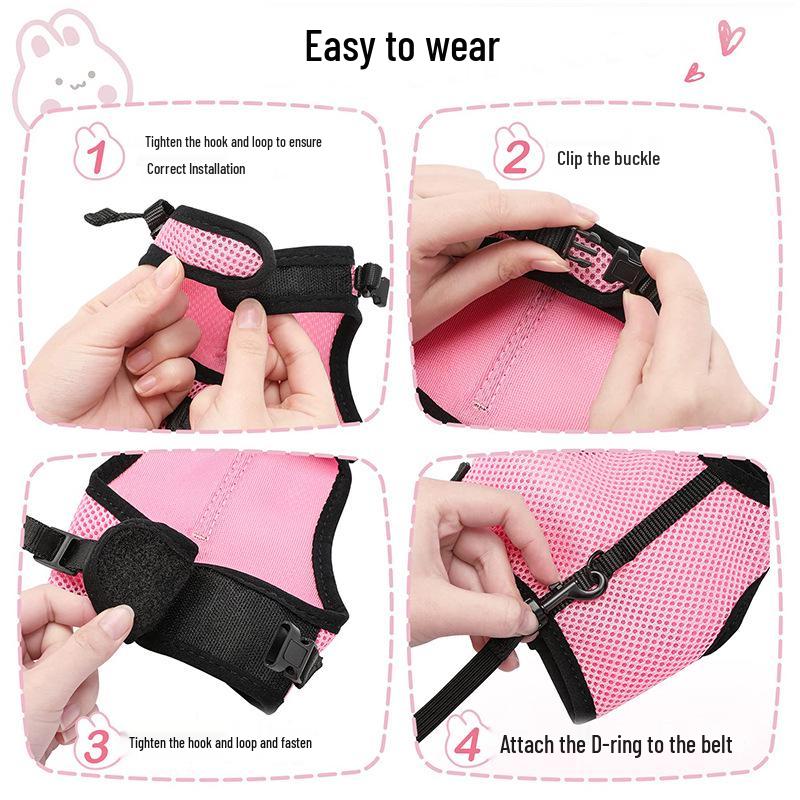 Breathable Mesh Rabbit & Small Dog Chest Harness with Leash