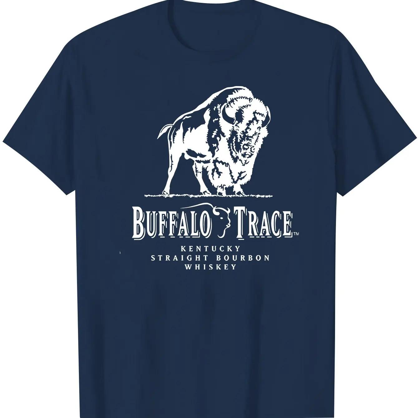 

Мужская футболка Buffalo Trace Bourbon Whiskey Черная Повседневная С коротким рукавом Круглый вырез Мягкий хлопок Свободный крой Идеально для лета осени 4XL