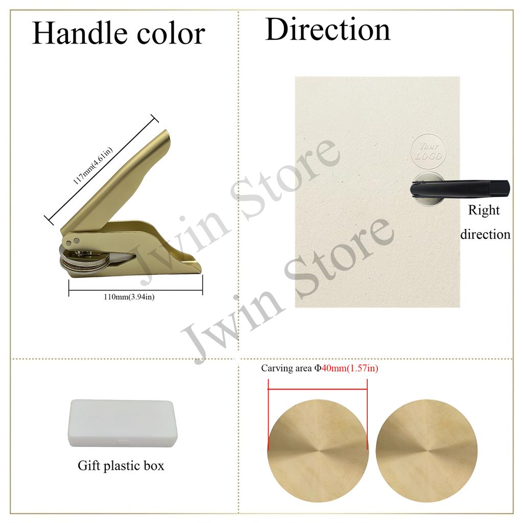 Customize Embossing Stamp with Your Logo Monogram Embosser Seal for Wedding Invitation DIY Craft 40mm Diameter