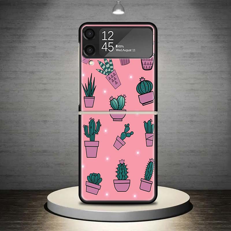 Cartoon Cactus Green Plants Phone Case For Samsung Galaxy Z Flip 7 6 5 4 3 5G Cover ZFlip7 ZFlip6 ZFlip4 ZFlip5 ZFlip3 Coque Fun Samsung Z Flip 6