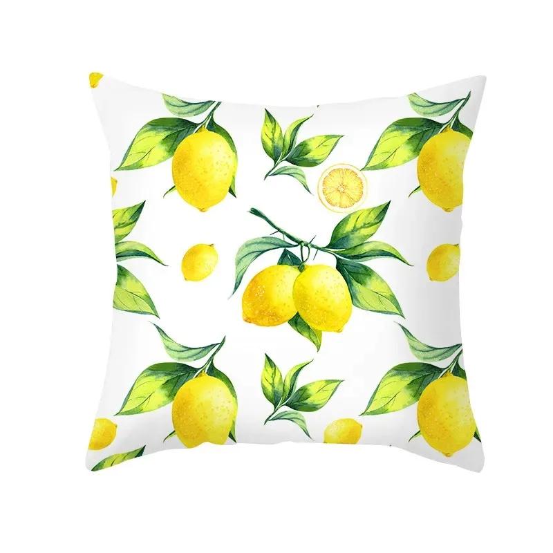 Yellow Green Pillowcase Lemon Letter Decoration Summer Fruit Cushion Cover Sofa Nordic Home
