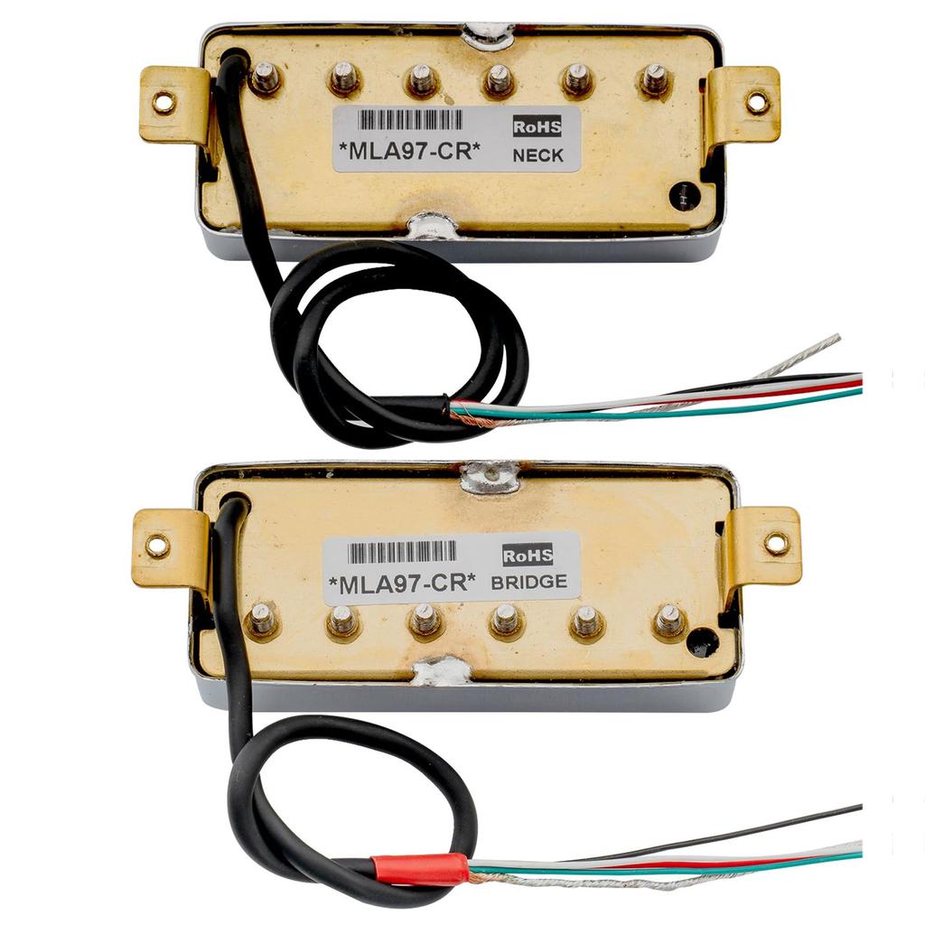 Artec MLA97 Alnico 5 Covered Mini Humbucker Pickup Neck/Bridge PU Set for Electric Guitar, Chrome
