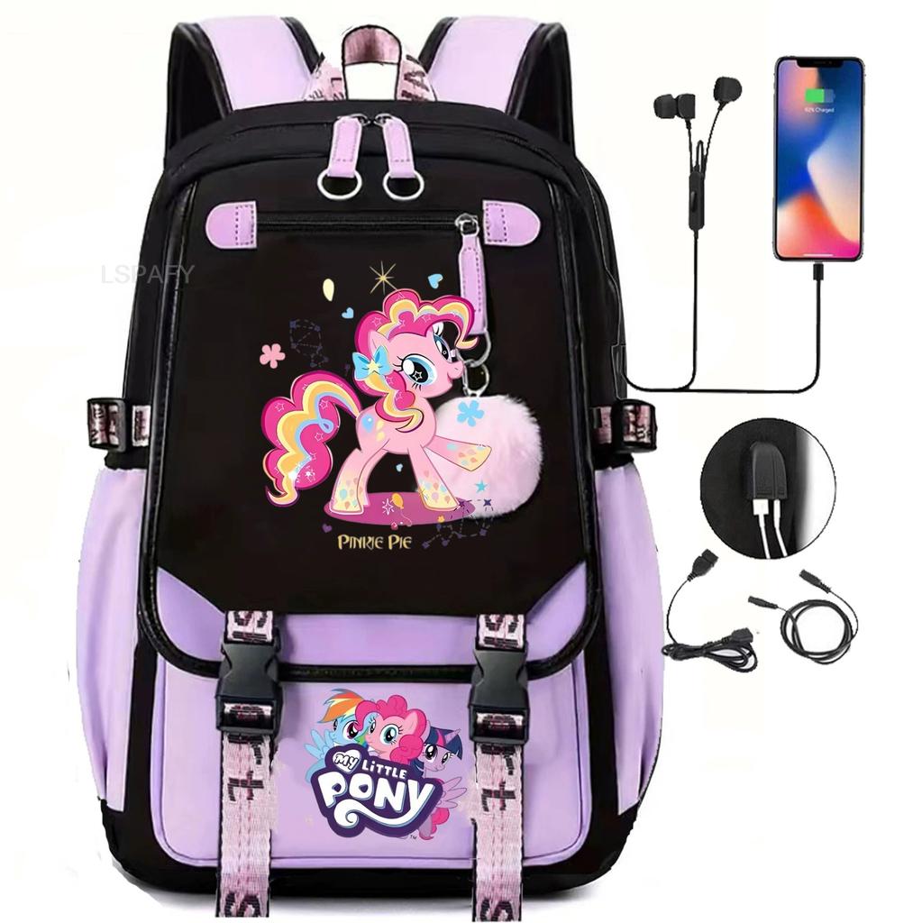 Knapsacks 3Pcs Set My Little Pony School Tote Meal Bag Pencil Pouch Female's Back To School Gift Mochila Teens Trip Bags