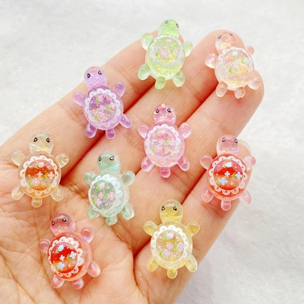 11pcs Cute Cartoon Colorful Turtle Flat back Resin Scrapbook Figurines DIY Home Decor Crafts