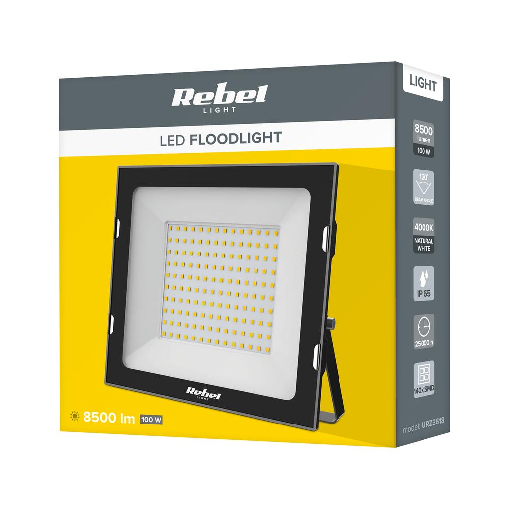 Halogen LED spotlight lamp outdoor floodlight 100W 4000K strong Rebel
