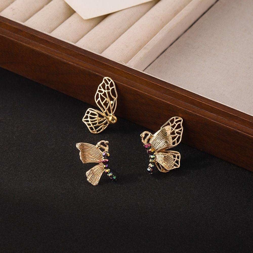 Irregular Butterfly Earrings Hollow Out Metal Stud Earrings Fashion Vintage Earrings  Party