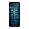Transparent Phone Case For Samsung Galaxy Z Flip 3 4 5 6 7 Hard Folding PC Z Flip3 Flip4 Cover Cute Blue Pattern