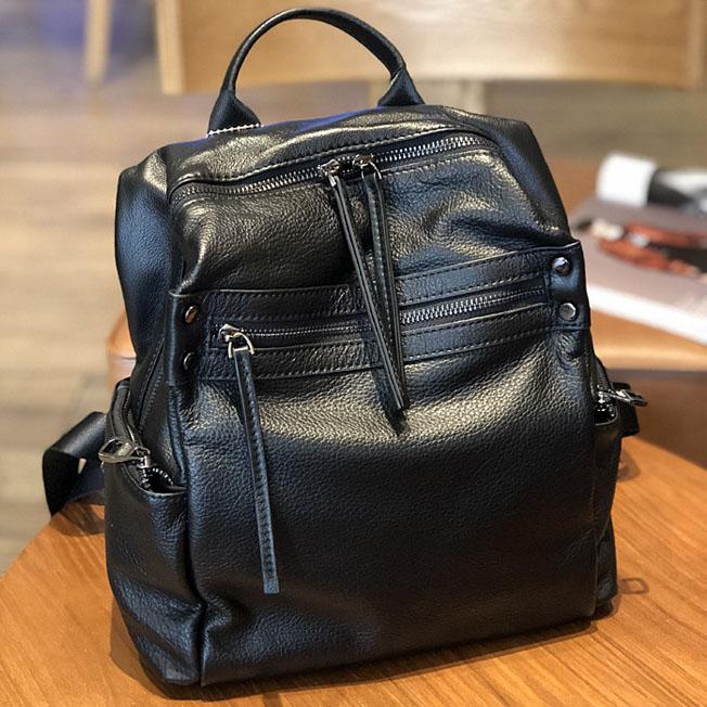 Genuine Leather Backpack Real Cowhide Leather Backpack Women s New Trendy Soft Leather Korean Version Large Capacity Travel Backpack чёрный