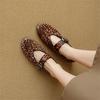 Fashion New Spring/summer Sheep Suede Round Toe Mary Jane Shoes for Women Fashion Leopard Print Horsehair Shoes Low Heels Women Pumps