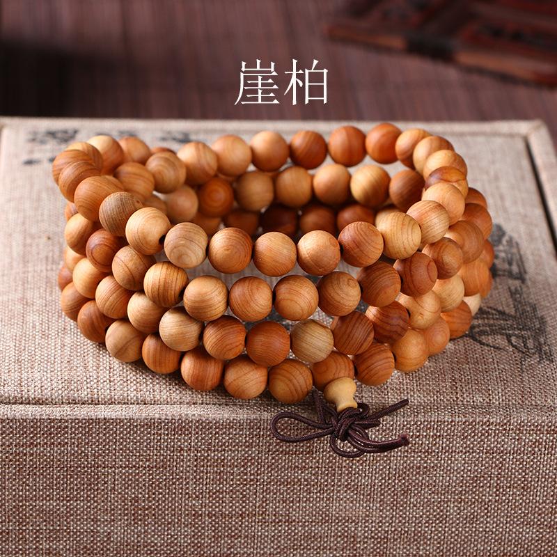 108 Buddha Beads Bracelet in Black Walnut, Red Sandalwood, Black Rosewood and Black Orchid Wood, Chinese Knot Style.