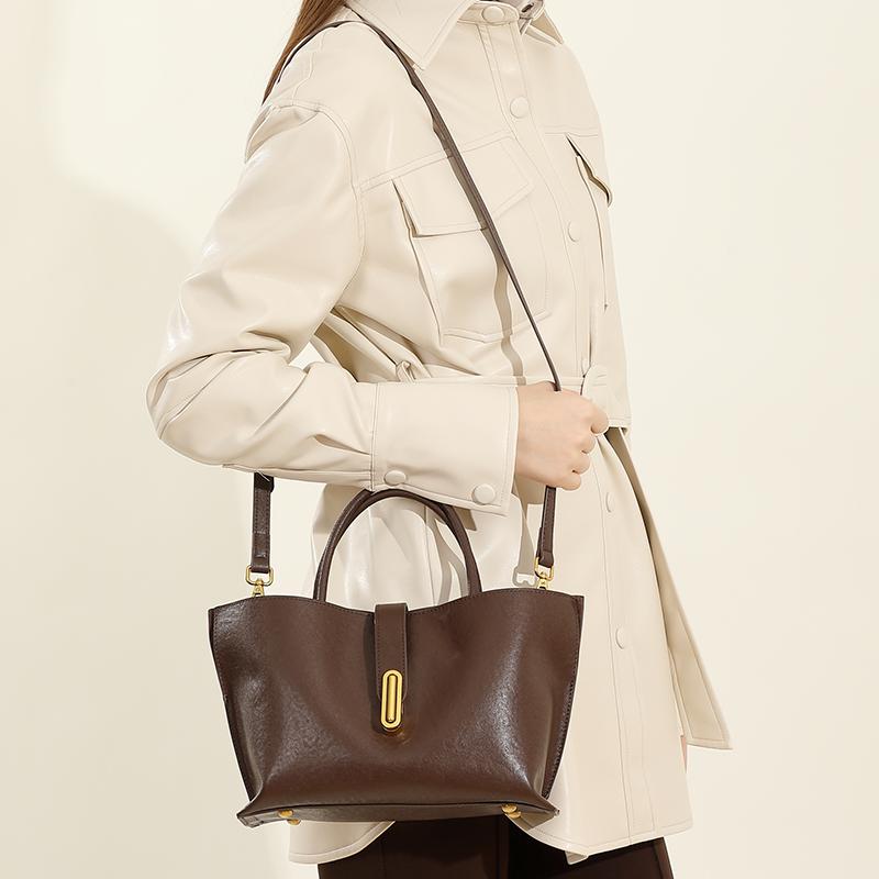 Genuine Leather Handbags 2026 New Luxury Designer Women's Bucket Bag High Quality Cowhide Shoulder Bags Women Crossbody Bag