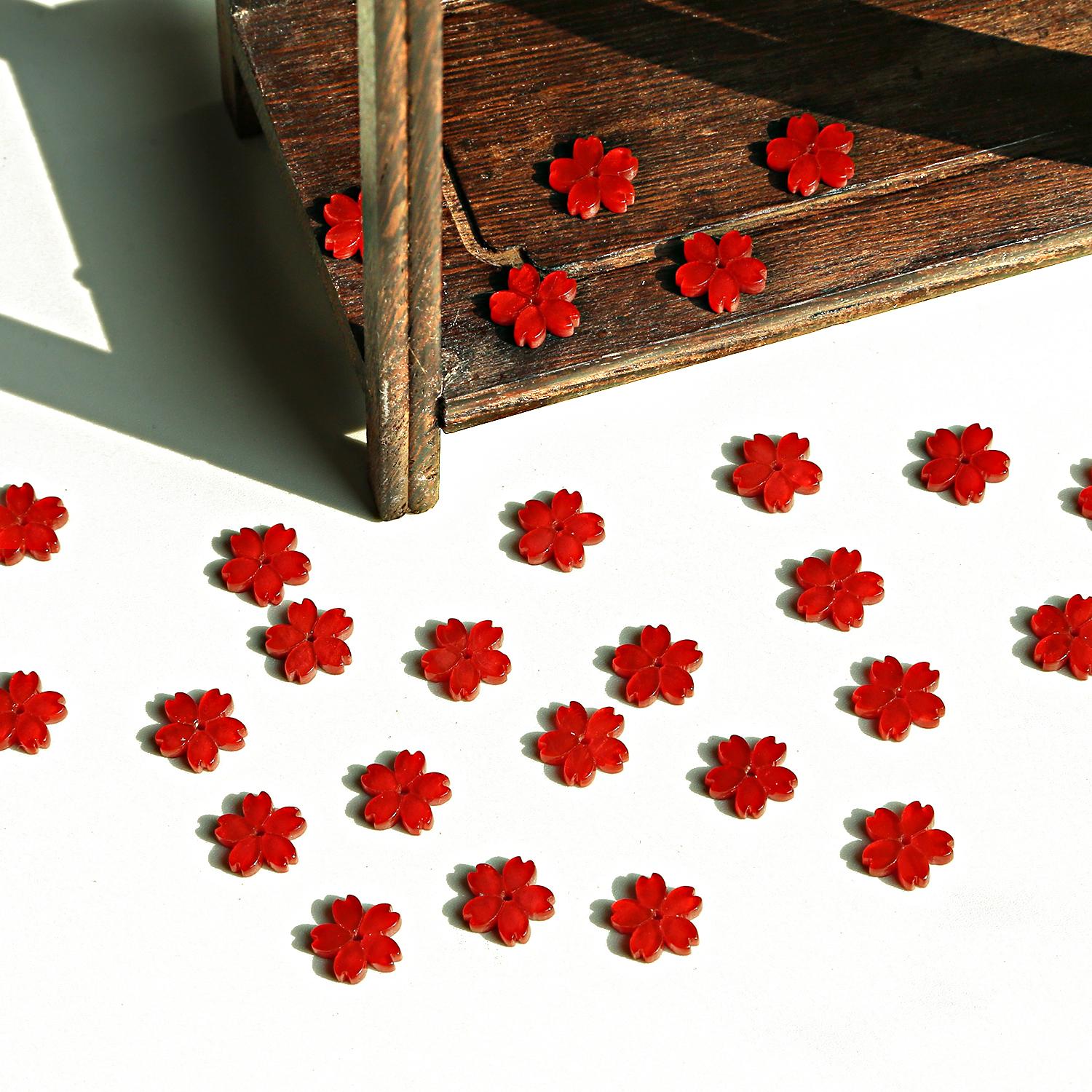 

1000 шт. Акриловые ацетатные бусины в виде цветка вишни, бегонии с пятью лепестками для изготовления ожерелий, браслетов, серег, ювелирных изделий, аксессуары для рукоделия красный