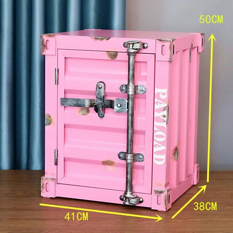 Aufbewahrungsbehälter, Nachttisch aus Eisen mit Schloss, Aufbewahrungsschublade aus Metall, bequemer Nachttisch, Safe, Home Hotel Schlafzimmermöbel