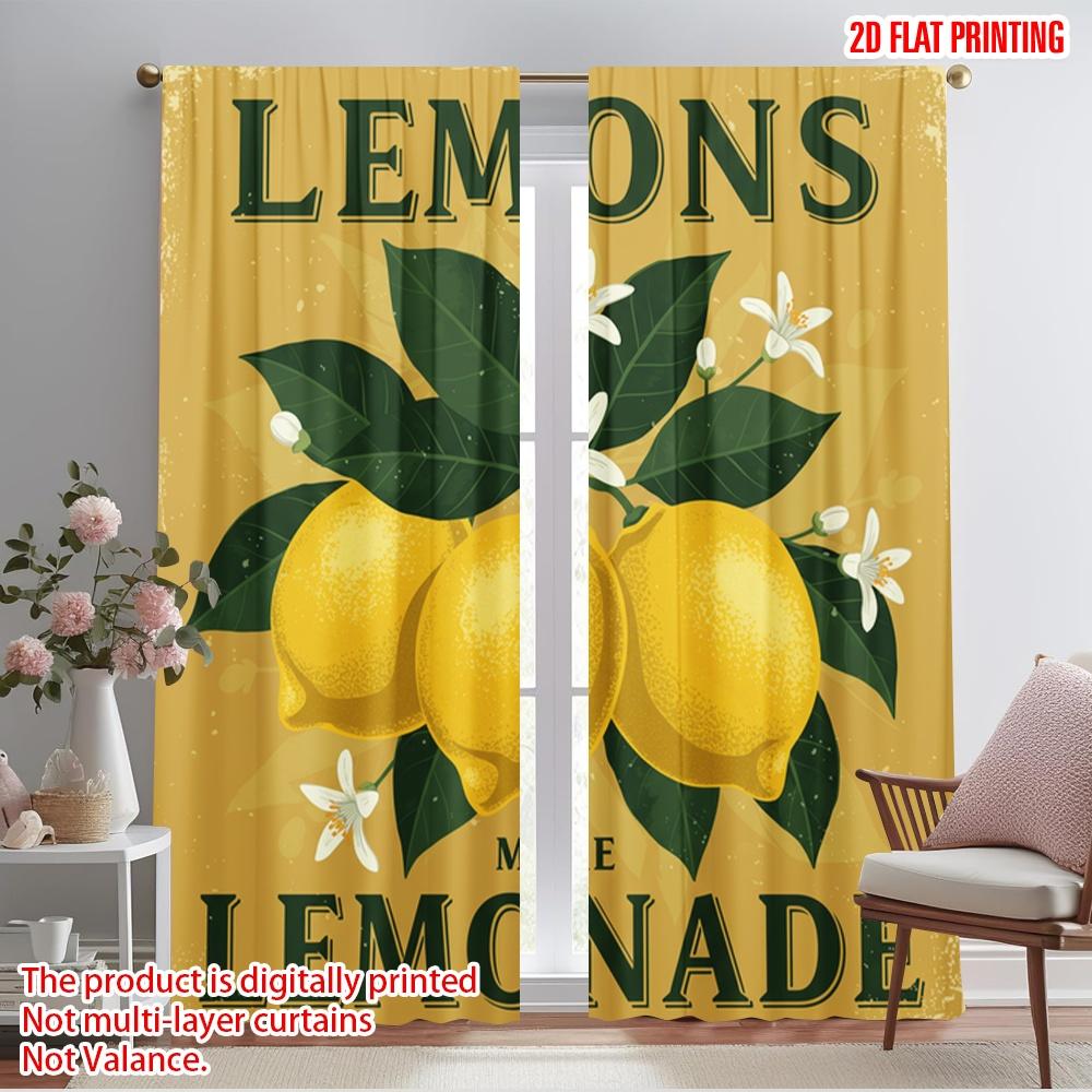 

2pcs 2D flat printing Party Curtain Lemons Make Lemonade Fabric Without Electricity Festive Curtains Use for Living Room Outdoor 52.50×116.00 CM 2pcs