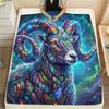 Blue green puppy goat Print Flannel Blanket,High quality Comfortable for All Seasons,Home Decor,Warmth and Comfort,Perfect for Christmas Gifts