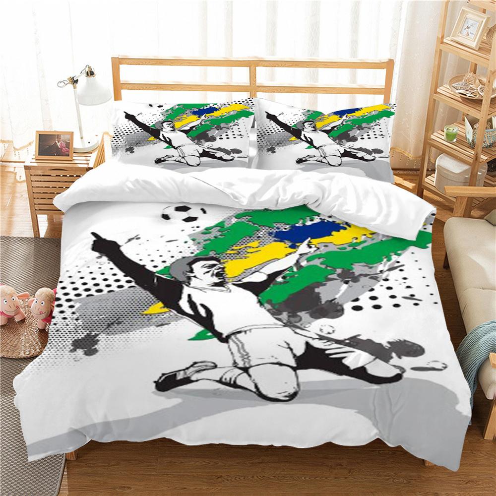 Heißer Verkauf Bettbezug-set Fußball Hause Bettwäsche Fußball Malerei Bettwäsche Anzug Mann Jungen Luxus Bettdecken Neu Mode Beding abdeckung Sets