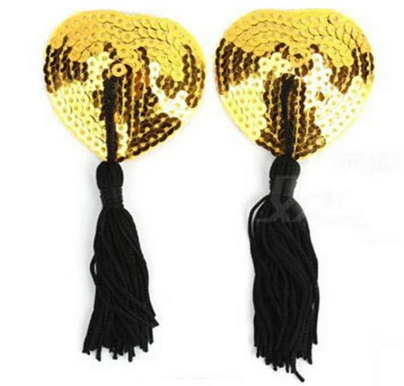 Tassel Heart Sequin Nipple Covers – Sexy Lingerie Accessories with Blood Drop Design