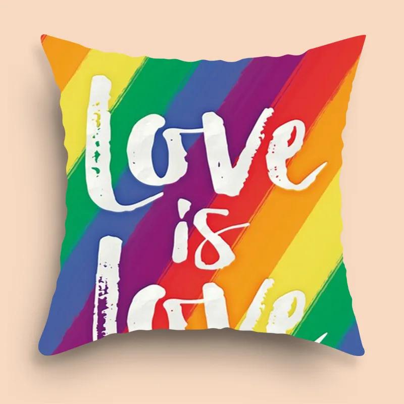 Home Decor Party Gifts Valentine's Day Rainbow Love Pillowcase Sofa Cushion Cover