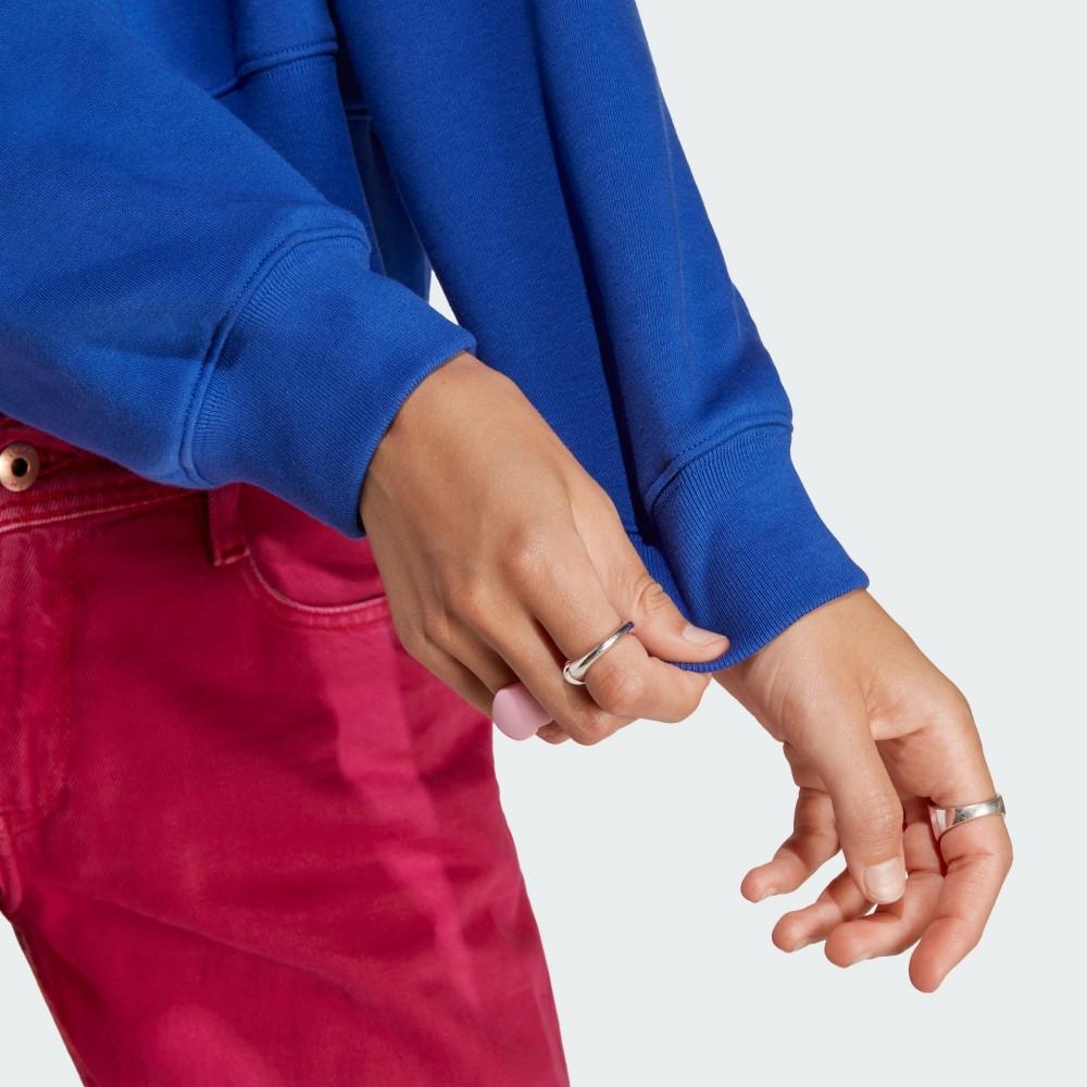 adidas Sweat-shirt à manches longues et col rond de couleur unie Originals pour femme Bleu fluorescent IA6501