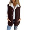 Women's Pocket Solid Color Sleeveless Cropped Fleece Button Vest Jacket Vest Coat
