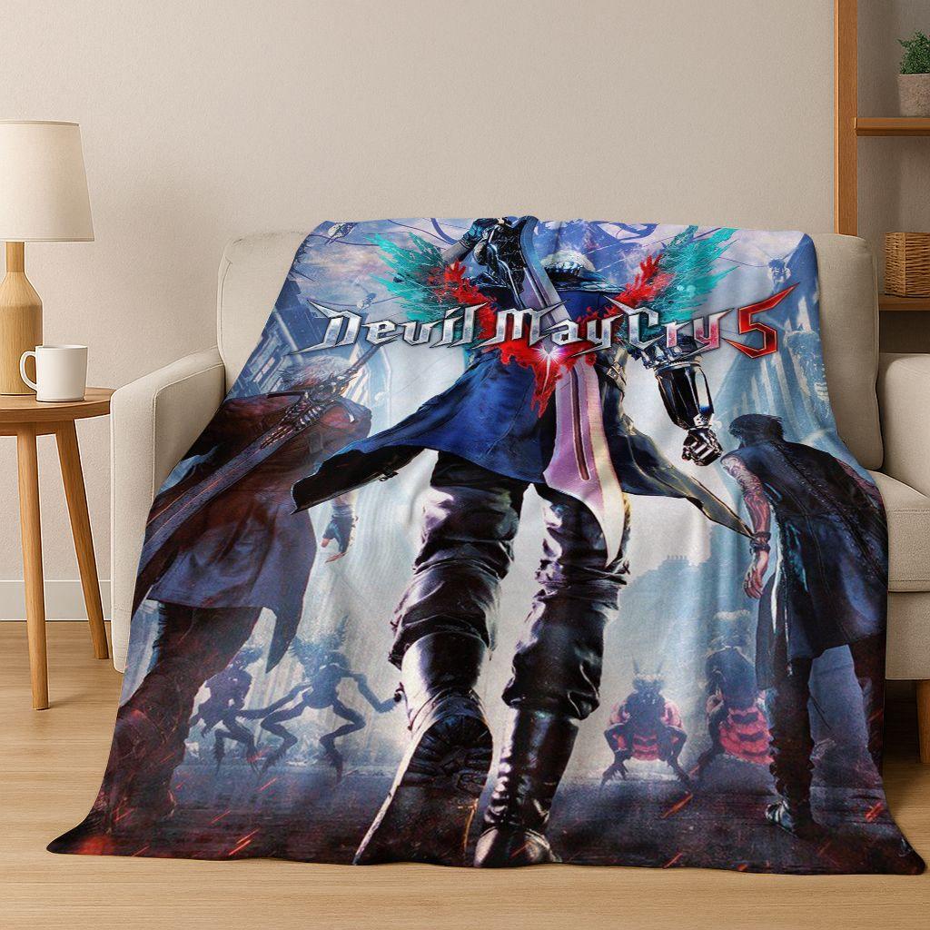 3D D-Devil May Cry DMC Hry Vergil Dante Flanelová deka, Teplá a útulná měkká přehozová deka pro domácí ložnici postel pohovku Dětský dárek