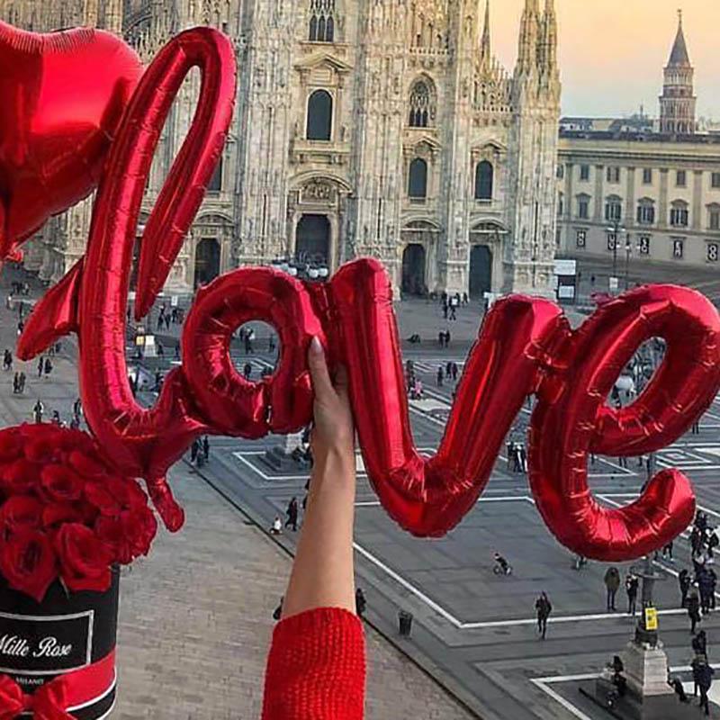 LOVE Letter Foil Balloon Lipstick Red Lip Foil Balloon Anniversary Wedding Valentine's Day Birthday Party Decoration Bridal Ball