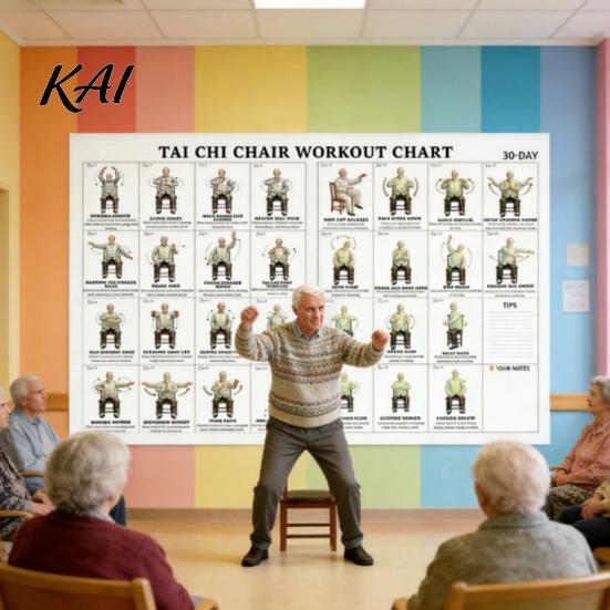 Tai Chi Mobility Exercises Seniors Chair Workout Chart for 30 Day Structured Exercise Plan with Seated Low Impact And Walking Balance Flexibility Home