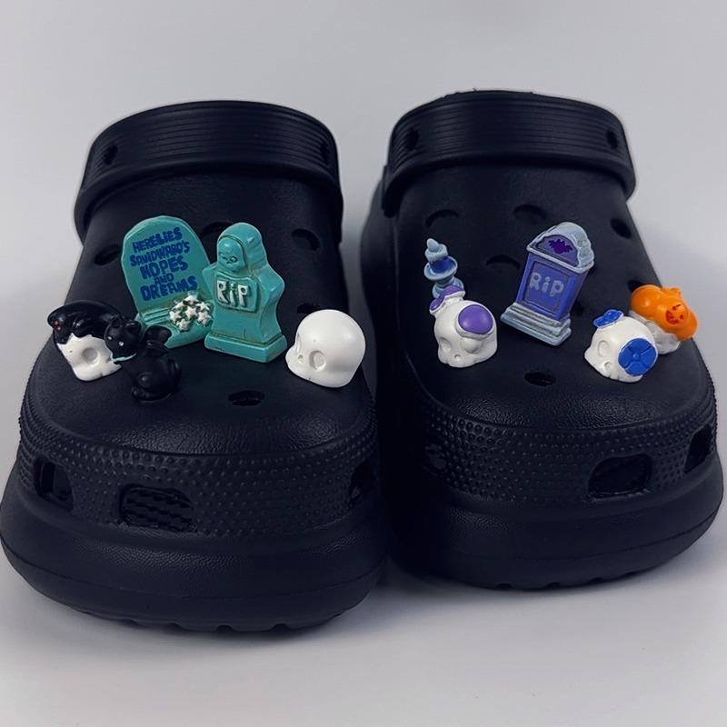 

Набор из 10 шт. Шармы для обуви Аксессуары Пряжка для обуви с отверстиями для Хэллоуина Смола Скелет Надгробная плита DIY 3D Украшения для обуви Подарок для вечеринки