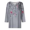 Women's Fashion Casual Seven Split Sleeve Burst Vintage Floral Print Pullover Top