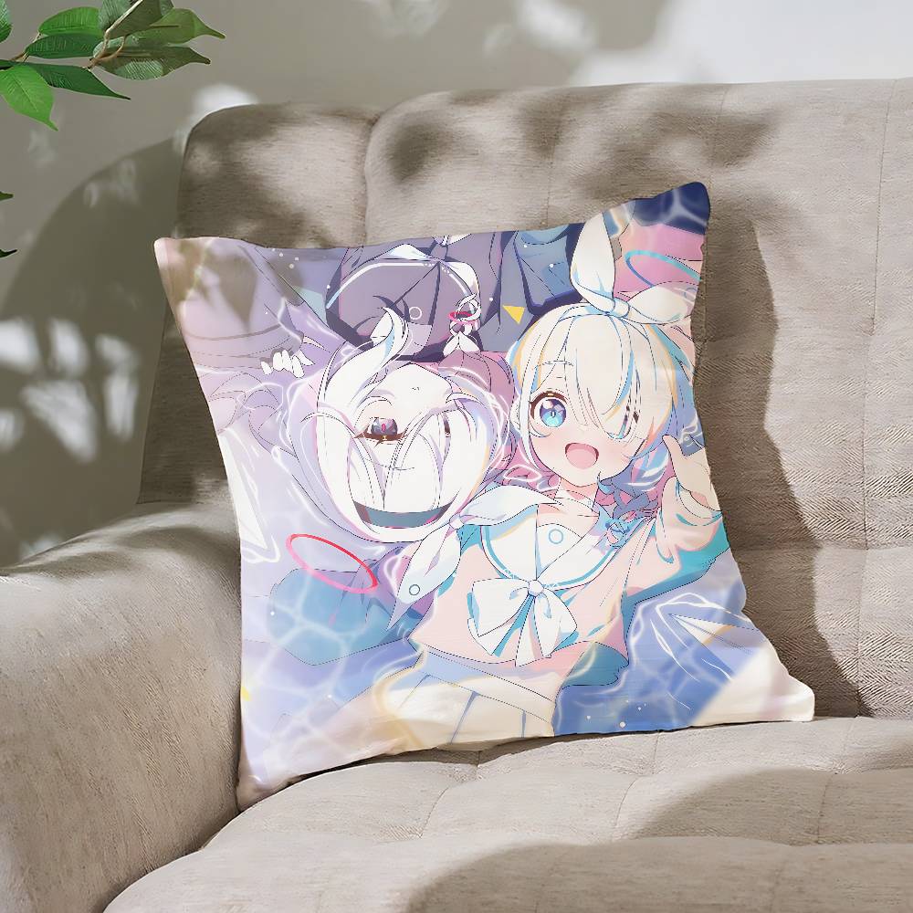 

Blue Archive The Animation Pillow Case Throw Pillow Cover Nordic Vintage Style Cushion Covers Home Living Room Sofa Couch Seat 16x16Inch