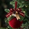 Red Flocked Fabric Christmas Tree Ornament Ball