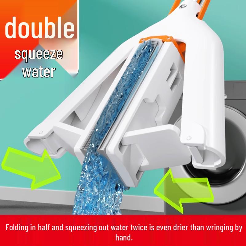 Freihändige Doppelfalt-Schwammwischmopp - Hohe Saugfähigkeit für Badezimmerböden