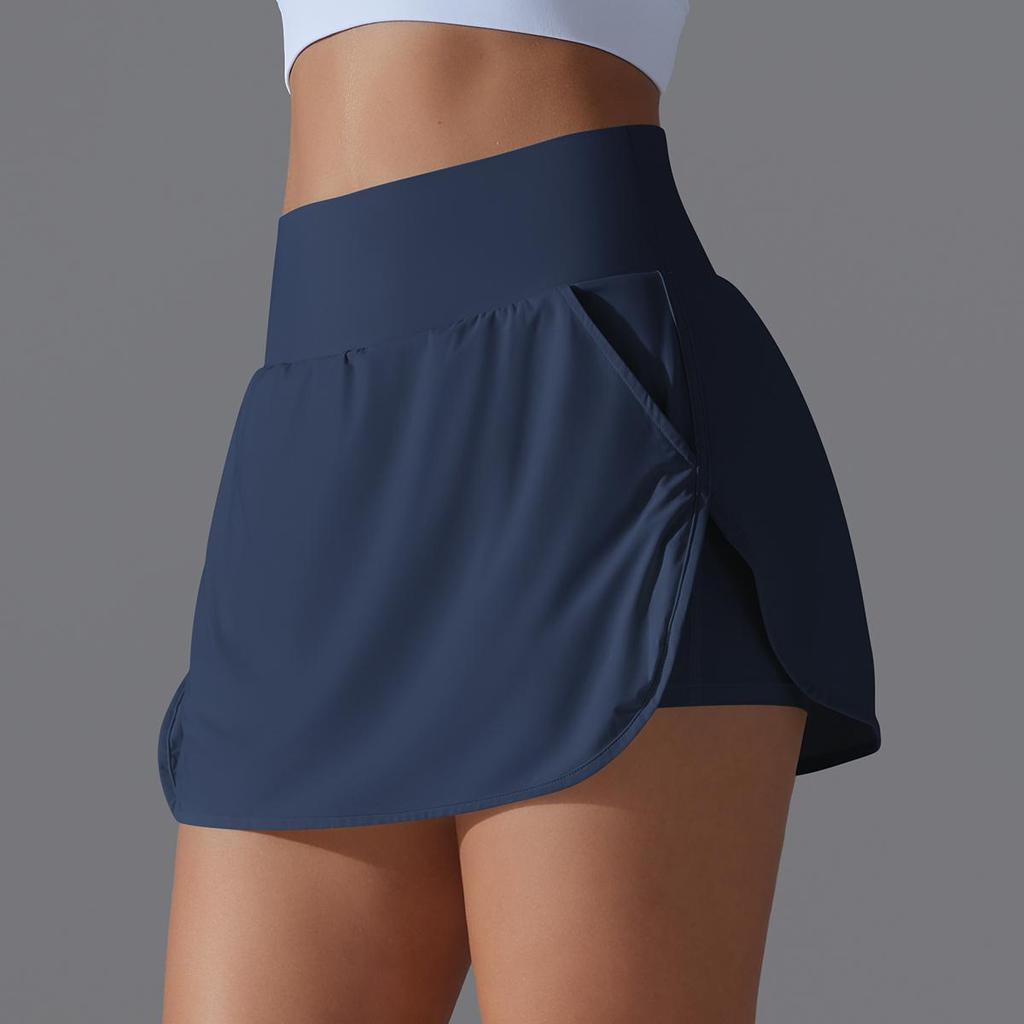 Women Yoga Short Skirts With Porkets Elastic Slim High Waist Sports Skirts Black Summer Hot Girl Skirts