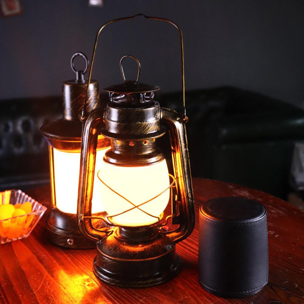 Vintage Hurricane Lantern Rechargeable and Battery Powered Metal Hanging Lantern with Dimmer Switch