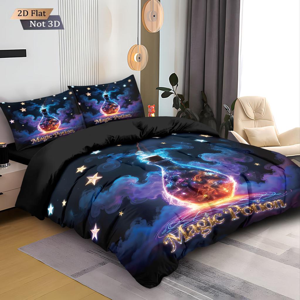 3pcs Magic Potion Core Free Bedding Set Comfortable Multi Size Bedding Set for Bedroom and Dormitory Bedding, Machine Washable