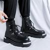 High Quality Designer Shoes Men Motorcycle Boots Interior Height Increasing Leather Boots Cool High Top Mens Boots Platform Boot