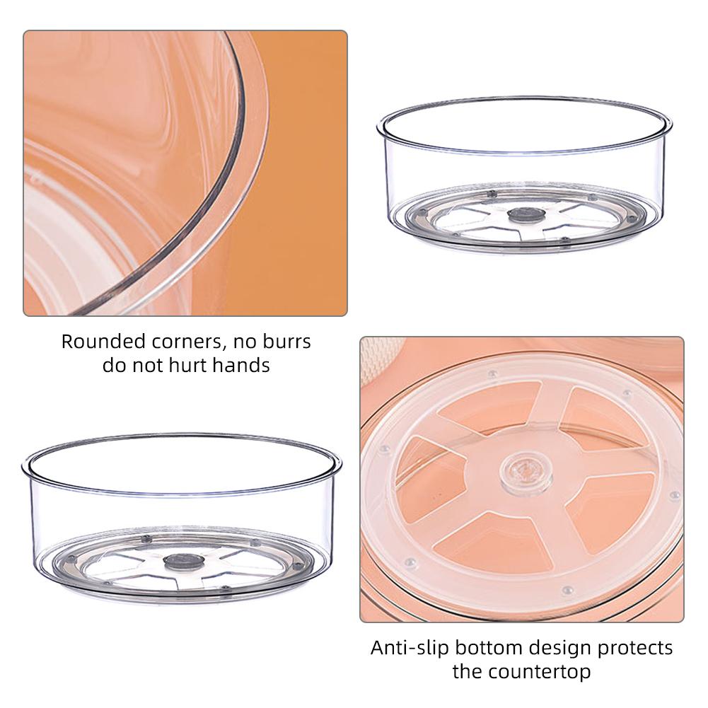 Kitchen Transparent Storage Turntable 12'' and 9'' 2 Pcs Round PET Clear Rotating Turntable Organizing and Storage Boxes for Cabinets Pantry Refriger