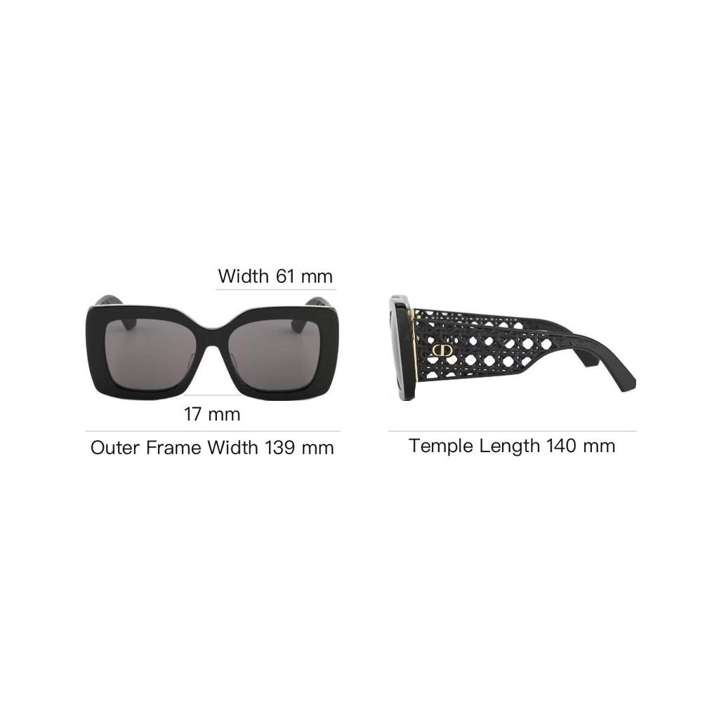 Dior Hollow CD Logo Square Sunglasses Women Sunglasses Black VERYDIOR-S1F-10A0